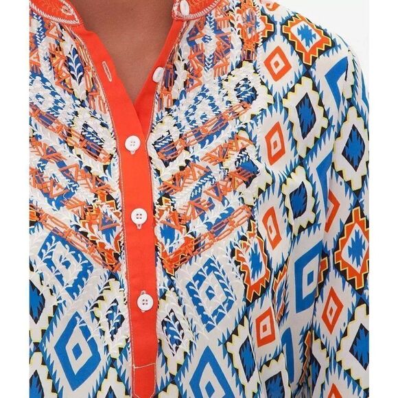 Womens Buckle Roar Fevered Cold Shoulder Diamond Print Henley Tunic Top - Sz XL - Picture 4 of 8